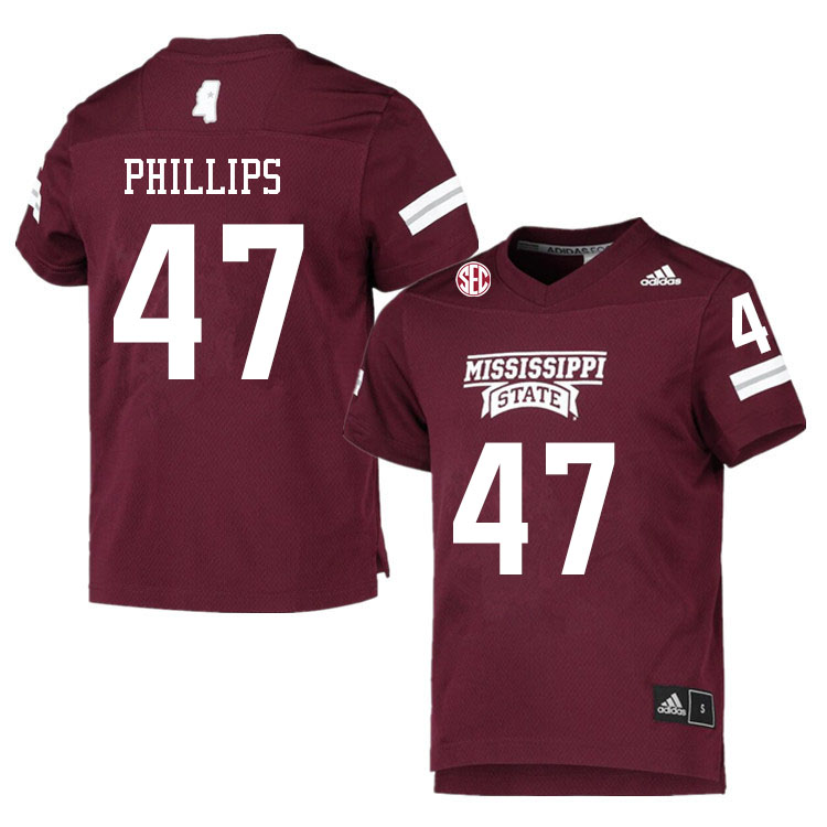 Men #47 Tre Phillips Mississippi State Bulldogs College Football Jerseys Sale-Maroon